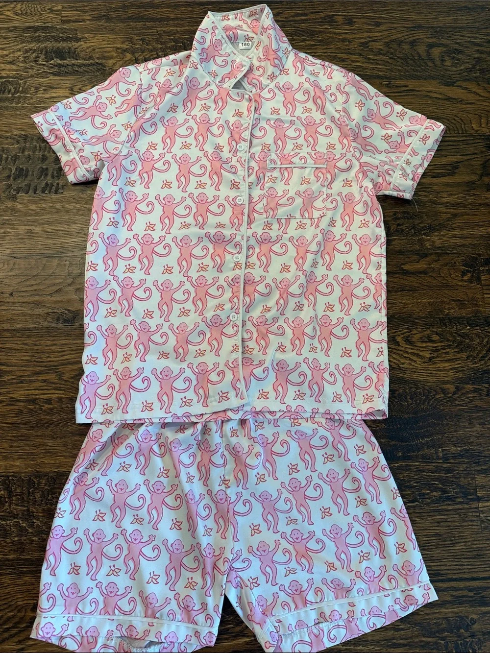 Kids Pink Monkey Print Short Pajama Set